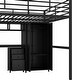 preview thumbnail 14 of 15, Black Metal Bed Frame, Full Size Loft Bed with Built-in Desk, Wardrobe and Storage Shelves for Children, Boys and Girls