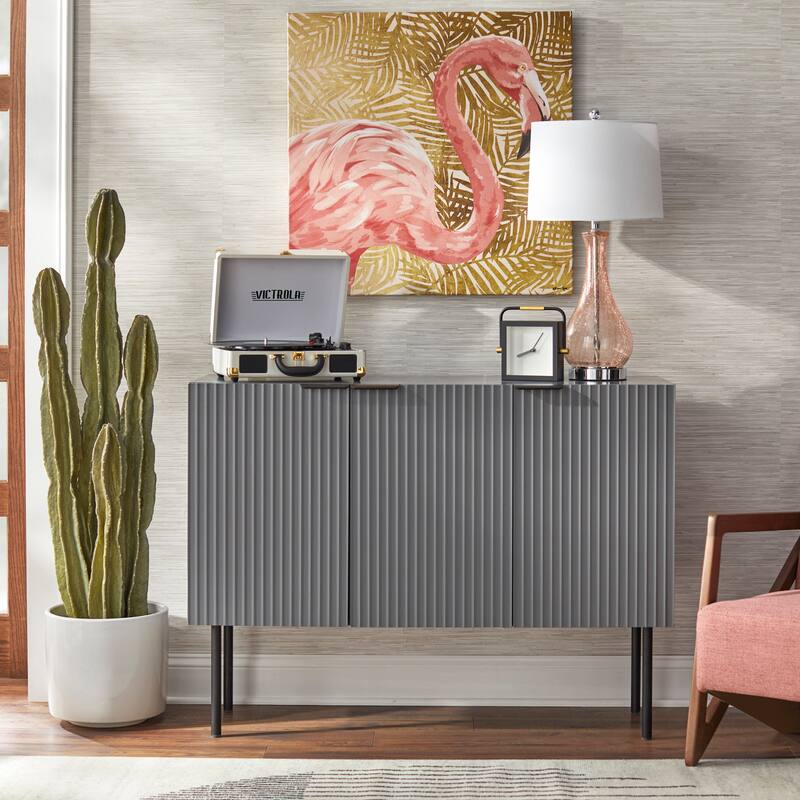Lifestorey Valen Channel Front Sideboard - Charcoal Grey