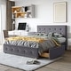 preview thumbnail 30 of 40, Queen Size Murphy Bed Wall Bed with Drawer and a set of Sockets & USB Ports, Pulley Structure Design for Kids Teens Adults