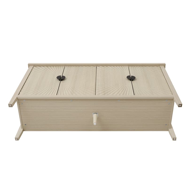 Roomfitters Modern 4 Door Sideboard, Buffet Cabinet with Carved Storage, Coffee Bar Cabinet with Adjustable Shelf, Natural