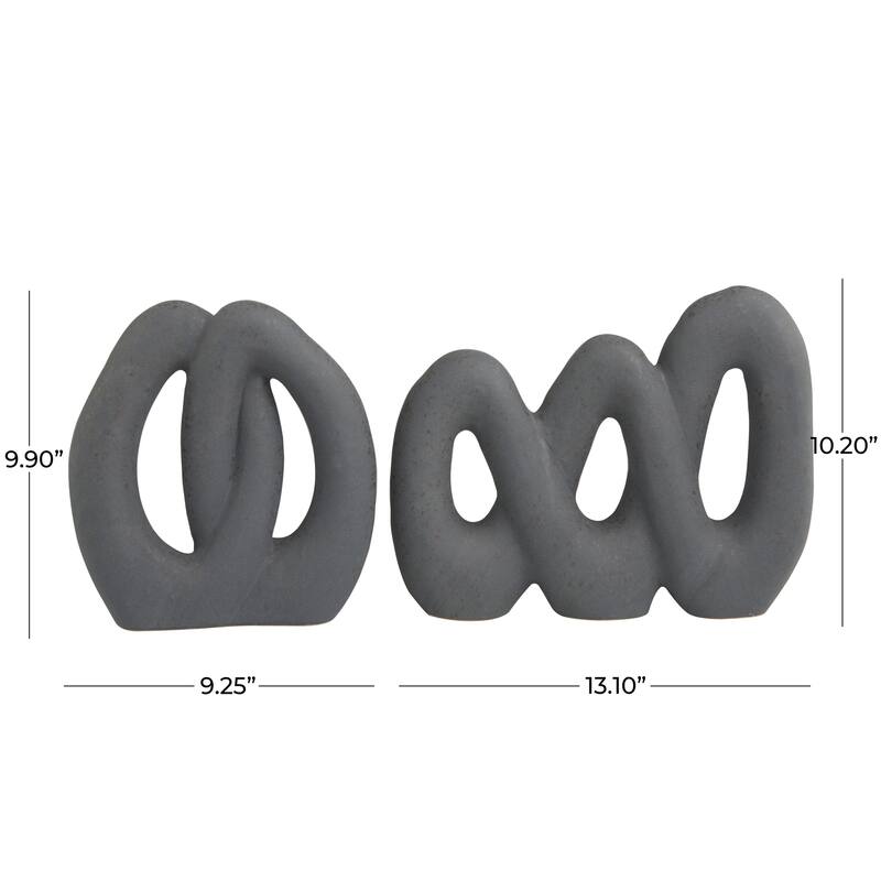 Ceramic Abstract Linked Decorative Sculpture - Set of 2 Black - CosmoLiving by Cosmopolitan