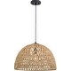 preview thumbnail 1 of 9, Vaxcel Lighting P0405 Nassau 18" Wide Pendant with Woven Rope Shade Matte Black