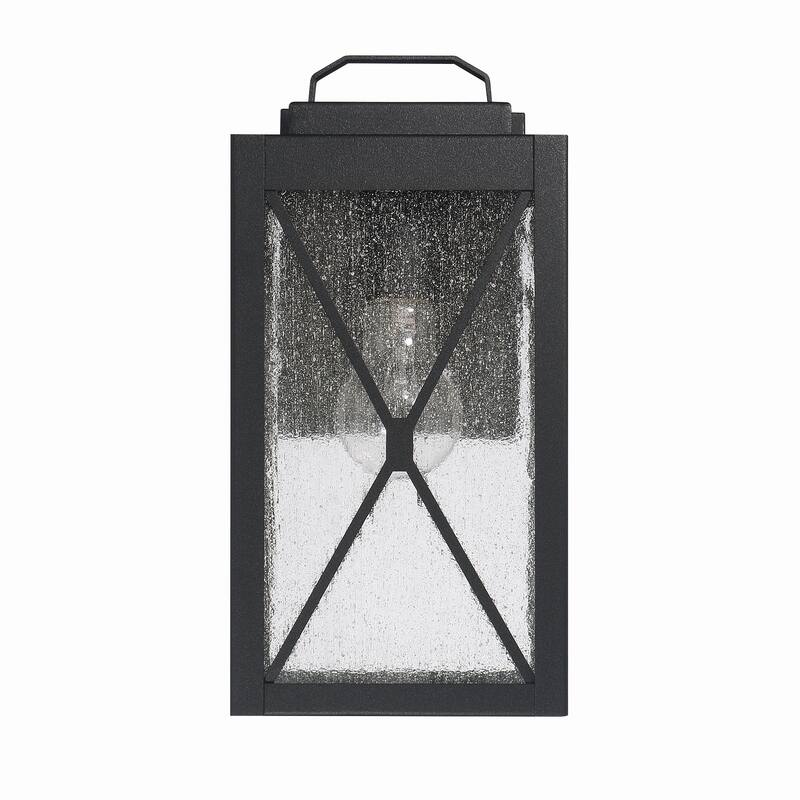 Charleston Metal and Glass Wall Mounted Outdoor Light - 6.4"L x 6.0"W x 12.0"H