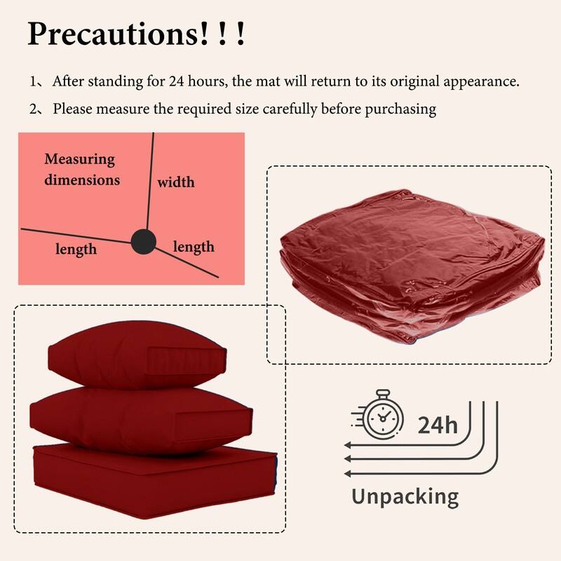 14pcs Outdoor Couch Cushions,4" Waterproof Sectional Rattan Conversation Set Cushions(Only Cushions+Covers,No Sofa) - 14PCS