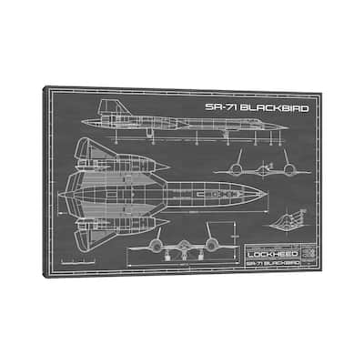 iCanvas "SR-71 Blackbird Spy Plane In Black" by Action Blueprints Canvas Print