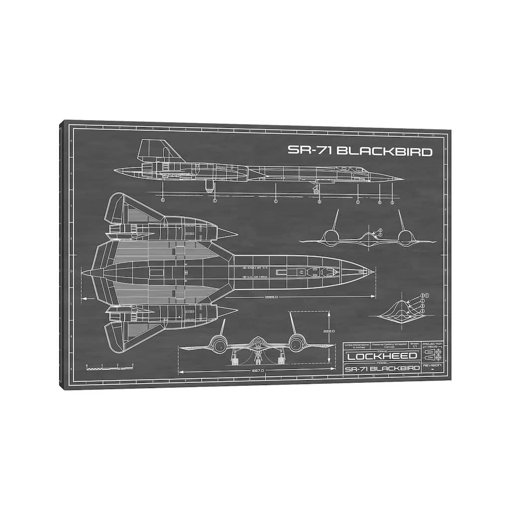 iCanvas "SR-71 Blackbird Spy Plane In Black" by Action Blueprints Canvas Print