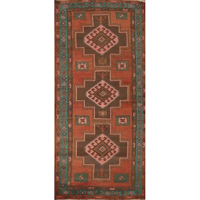 Hand Knotted Oriental 100% Wool Carpet Traditional Tribal Oranges & Rust Ardebil Runner Rug - 9' 1'' X 3' 9''