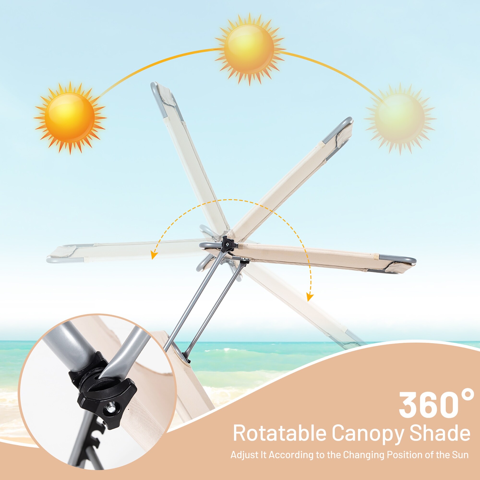 Adjustable Folding Chaise Lounge Chair for Beach Patio Poolside-image