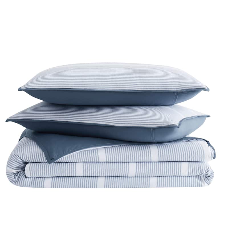 Brooklyn Loom Niari Yarn Dye Stripe 3 Piece Duvet Cover Set - Blue - King