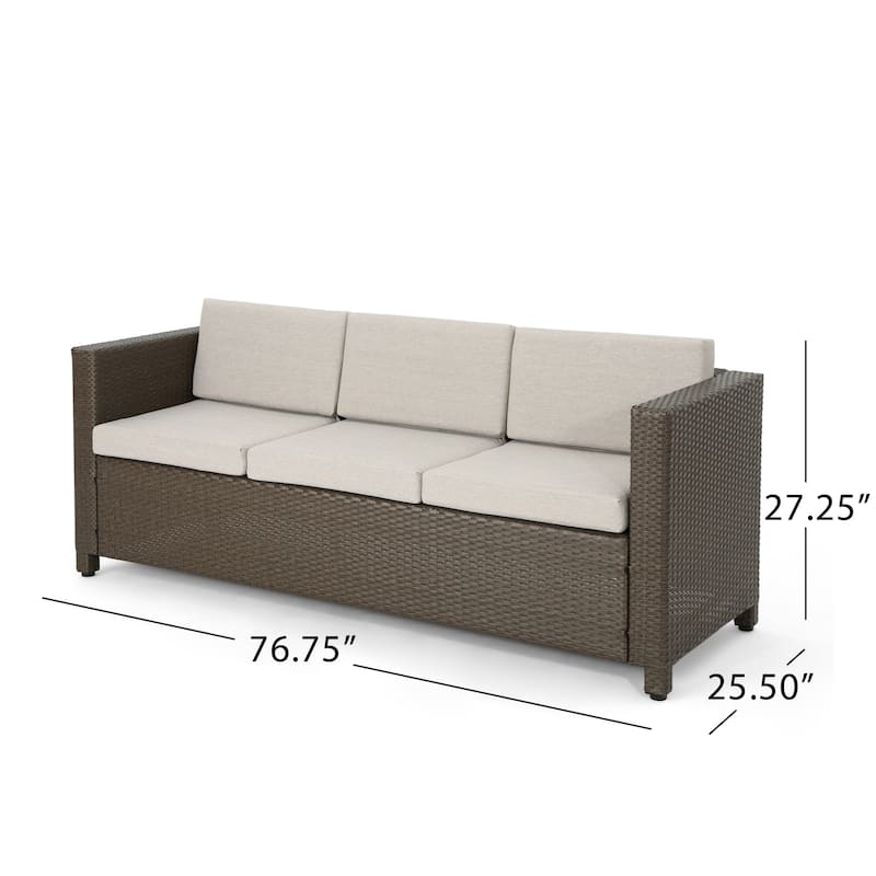 Puerta Outdoor 7-seater Cushioned Wicker Sofa Chat Set by Christopher Knight Home