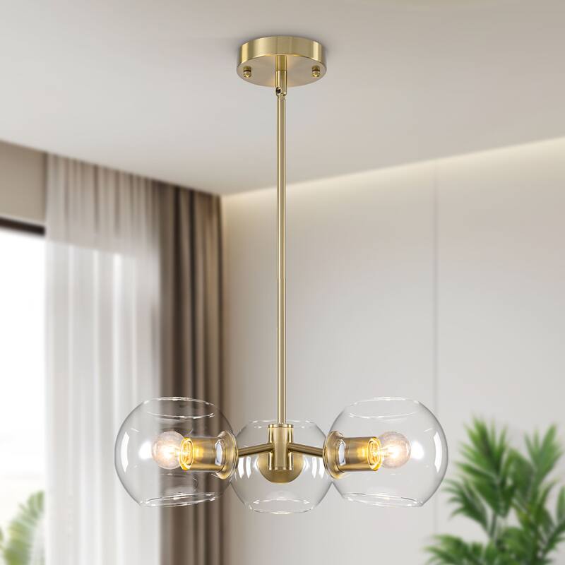 Starsky 3-Light Modern Clear Glass Sputnik Chandelier