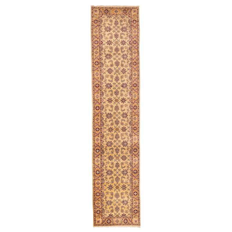 ECARPETGALLERY Hand-knotted Finest Agra Jaipur Light Yellow Wool Rug - 2'6 x 12'2