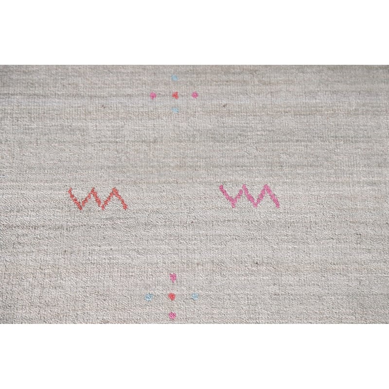 Gabbeh Area Rug Hand-Knotted Oriental Wool Carpet - 8'0"x 9'9"