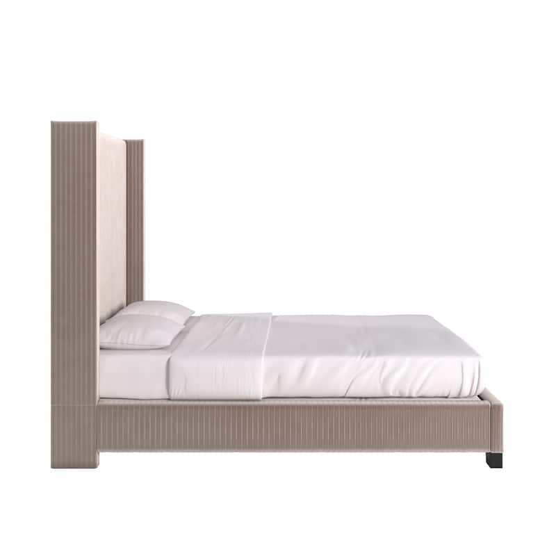 Judith Pleated Velvet Upholstered Wingback Bed by iNSPIRE Q Modern
