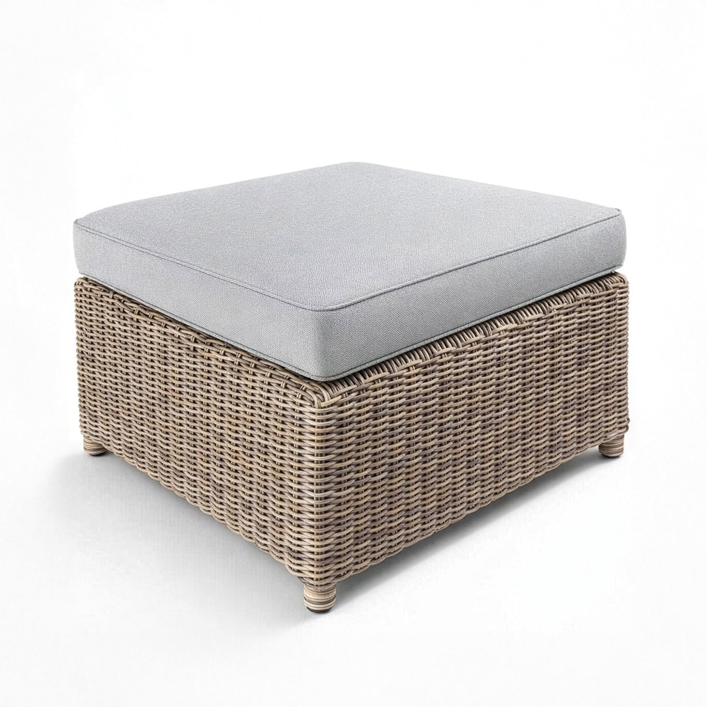 Martha Stewart All-Weather Patio Ottoman with 4" Thick Cushioned Top