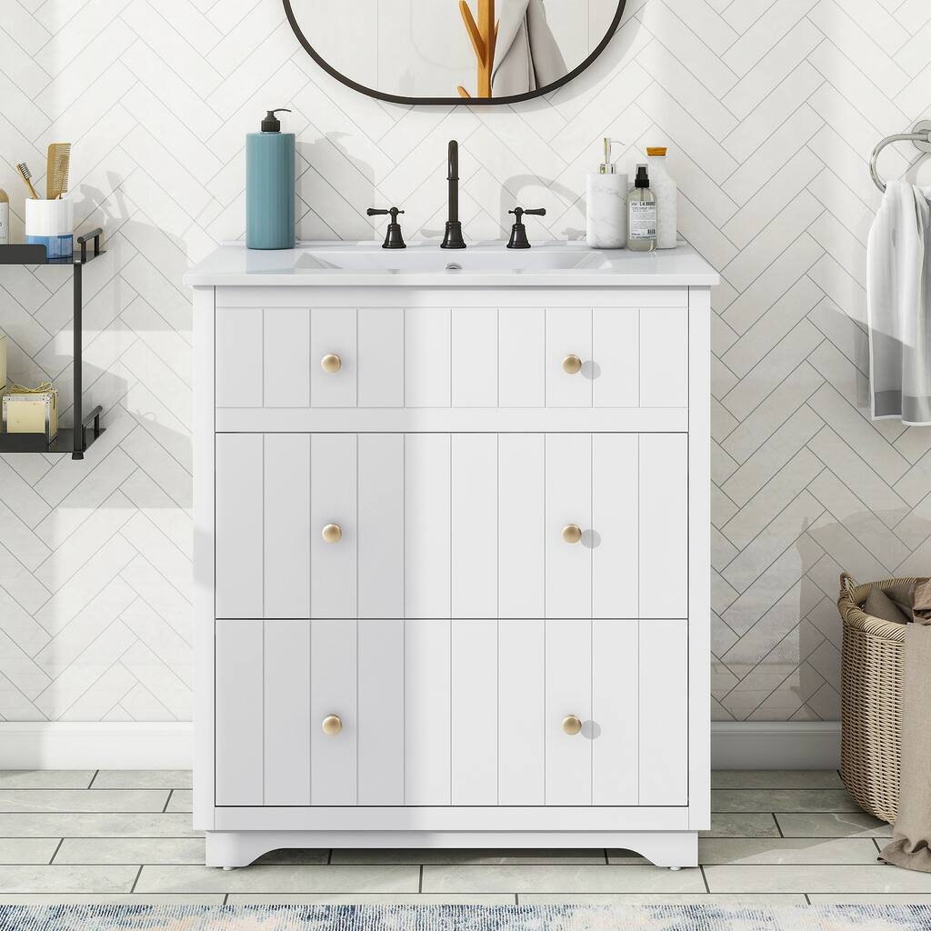 30 Inch Modern Bathroom Vanity Cabinet with two drawers