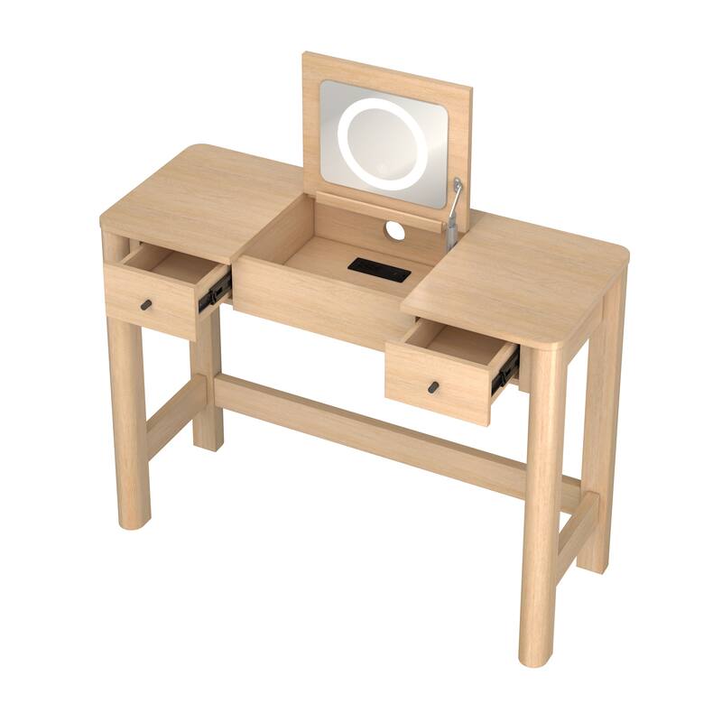 Walker Edison Modern Vanity with LED Light and Drawer Storage