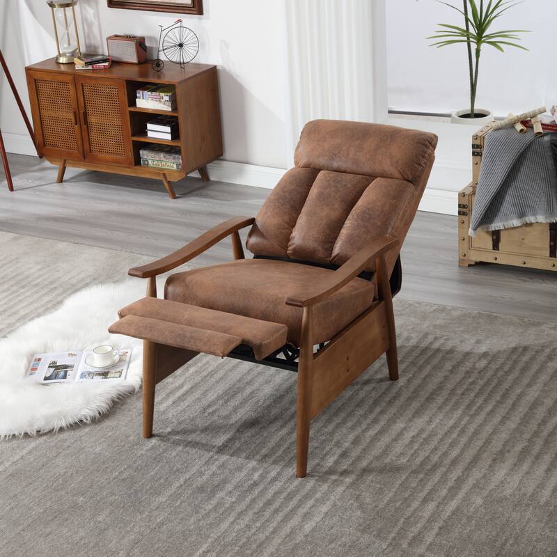 Coffee 26.38" Adjustable Chaise Lounge Chair