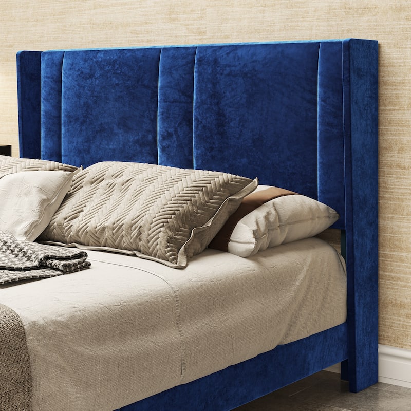 Velvet Upholstered Platform Bed Frame
