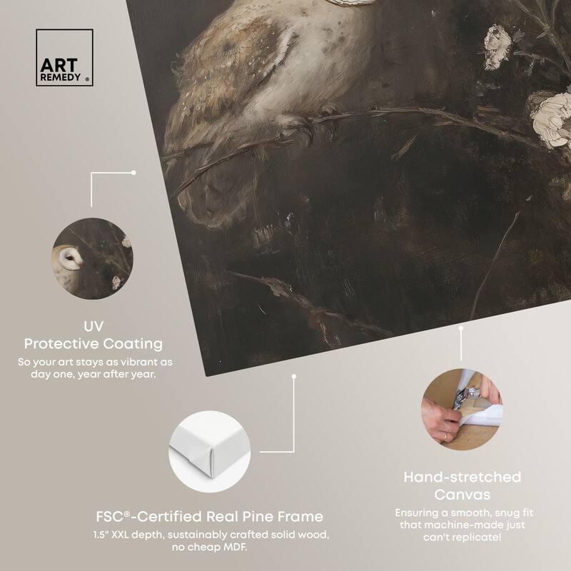 Owl in the Shadows I Canvas by Art Remedy, Gallery Wrapped