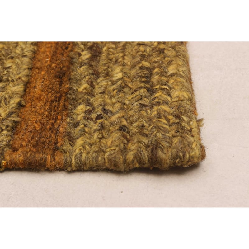 ECARPETGALLERY Flat-Weave Natural Brown Wool Tapestry Kilim - 6'7 x 6'5