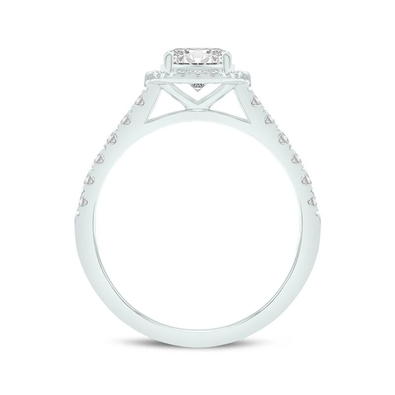 Marquee 1 1/2 Carat TW Center Oval Lab Grown Diamond Halo Bridal Set in 14Karat White Gold