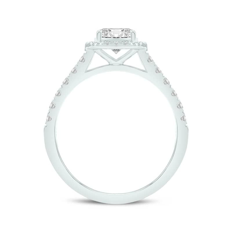 Marquee 4 1/3 Carat TW Center Oval Lab Grown Diamond Halo Bridal Set in 14Karat White Gold