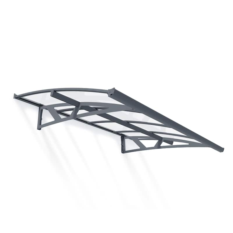 Amsterdam 5 ft. Gray/Clear Door and Window Fixed Awning