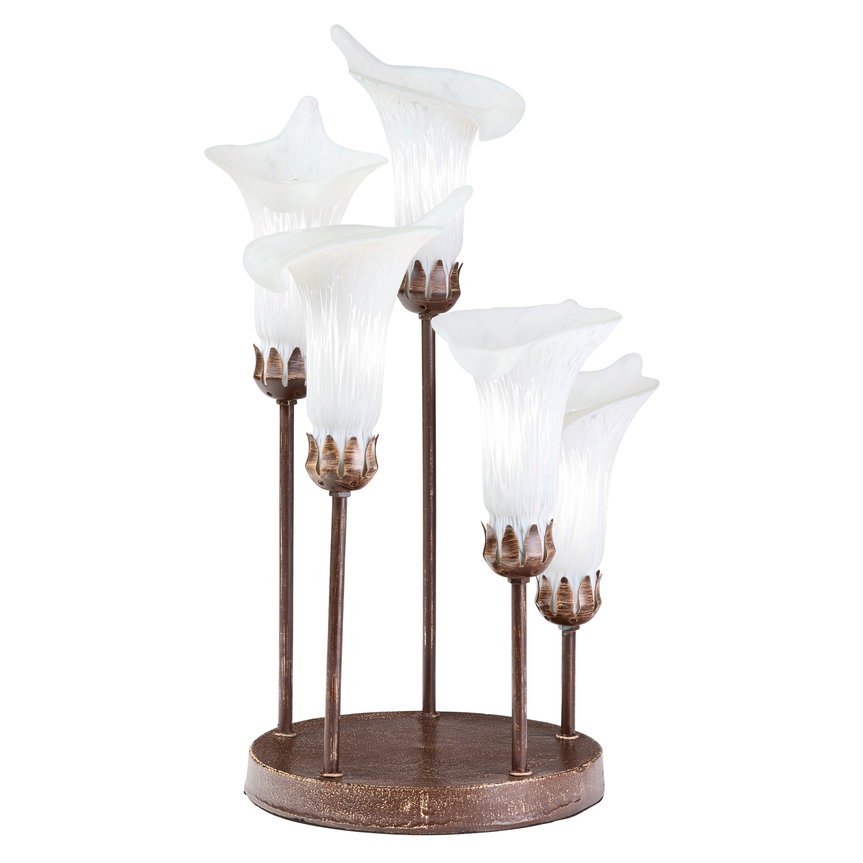 Calla Lilies River of Goods Bronze Metal and White Glass Bell Shades 19.5-Inch Table Lamp - 12