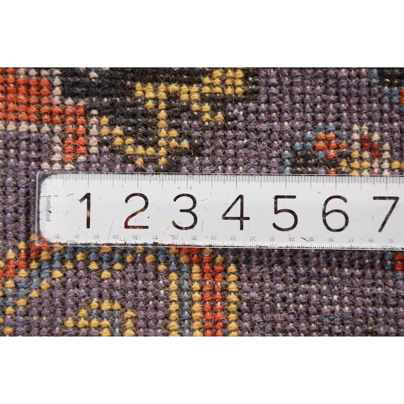 Hand Knotted Oriental 100% Wool Carpet Transitional All-Over Purples Oushak Runner Rug - 9' 10'' X 2' 7''