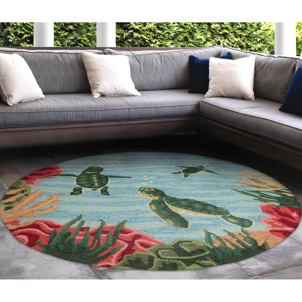 Liora Manne Frontporch Swimming Baby Turtles Indoor/Outdoor Area Rug