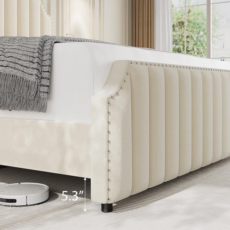 Bed Frame with 50.2" Headboard, Upholstered Platform