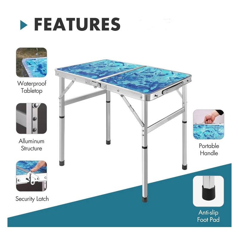Folding Camping Table 2FT, Portable Small Picnic Table