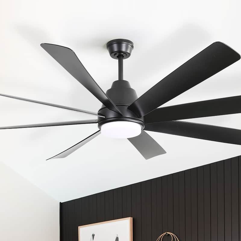 52"/66"/72"/76 Inch Modern Ceiling Fan with Dimmable LED Light ,Remote&APP Control,8 Blades for Large Living Room,Porch