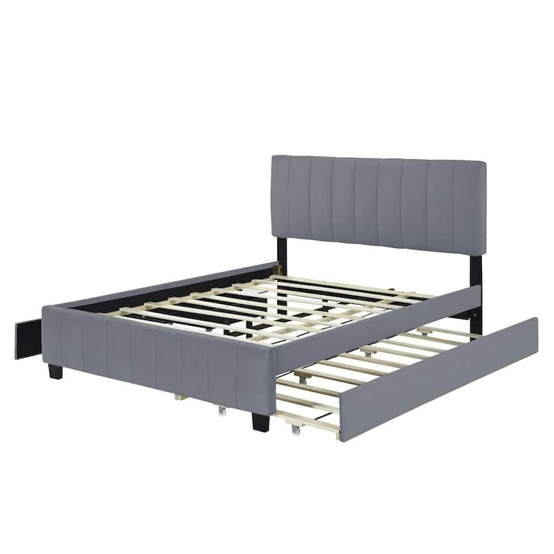 Queen Size Velvet Upholstered Platform Bed