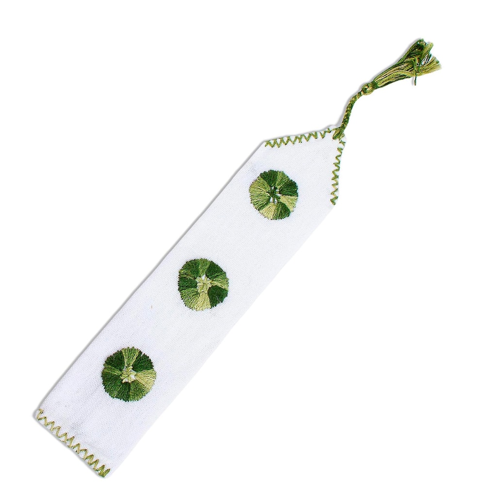 Novica Handmade San Cristobal Valley Embroidered Cotton Bookmark