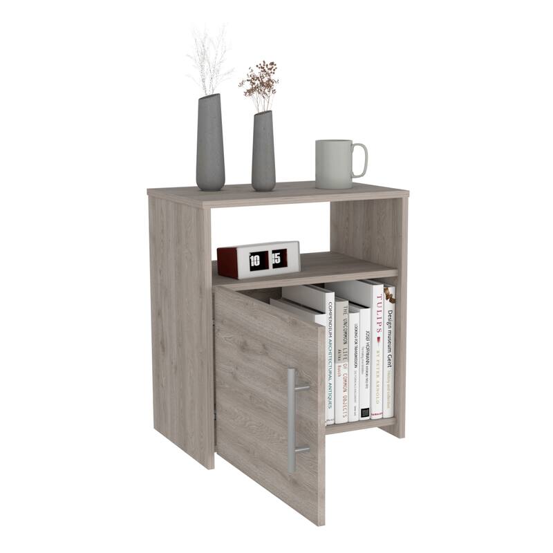 Nightstand Cuarzz,One Cabinet,Light Gray Finish，for Living Room,and Dining Room