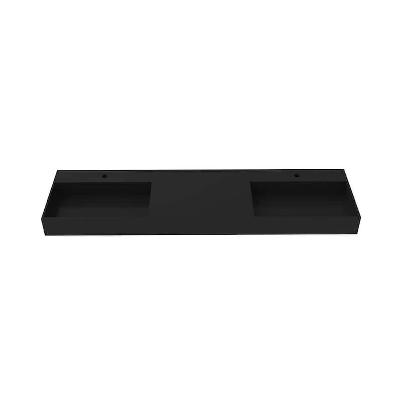 Juniper 72" Solid Surface Bathroom Vanity Top - Black