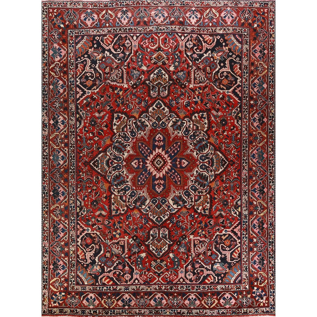 Hand Knotted Oriental 100% Wool Carpet Traditional Medallion Red Bakhtiari Area Rug - 13' 2'' X 11' 5''