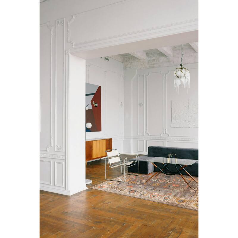 ECARPETGALLERY Hand-knotted Modern Oushak Light Grey Wool Rug - 8'0 x 9'9