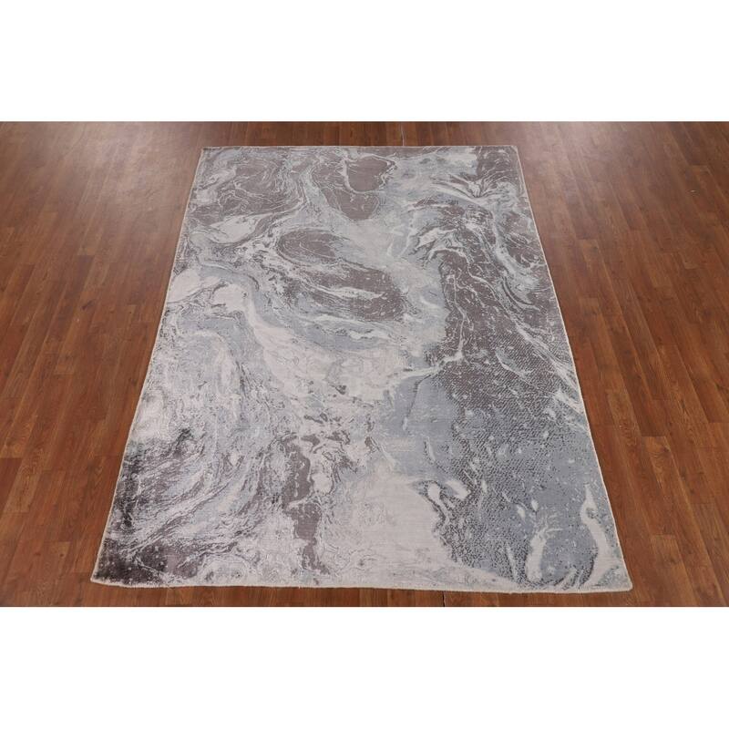 All-Over Modern Abstract Oriental Area Rug Hand-Knotted Wool Carpet - 5'4"x 7'4"