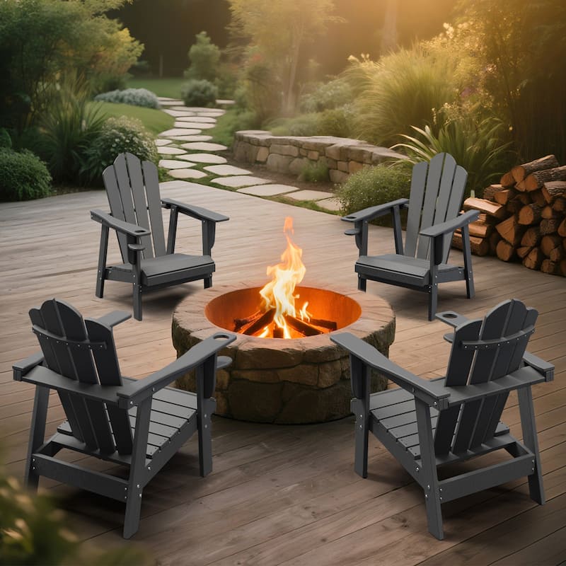 Outdoor HDPE Adirondack Chairs Outdoor Chair Plastic Lawn Chairs for Outdoor Use Set of 4