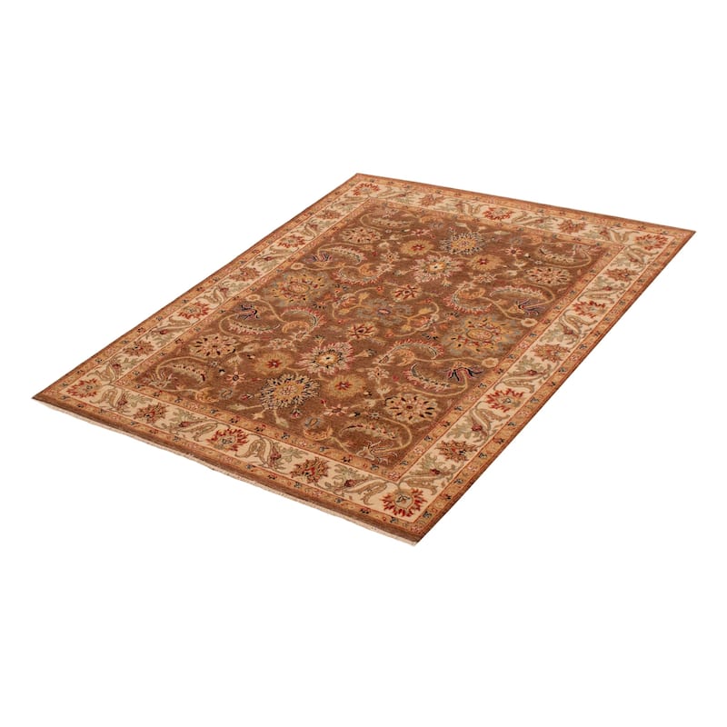 ECARPETGALLERY Hand-knotted Jamshidpour Brown Wool Rug - 5' 1" x 6' 8"