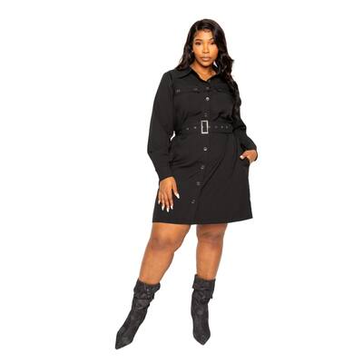 Satin Effect Belted Jacket Dress
