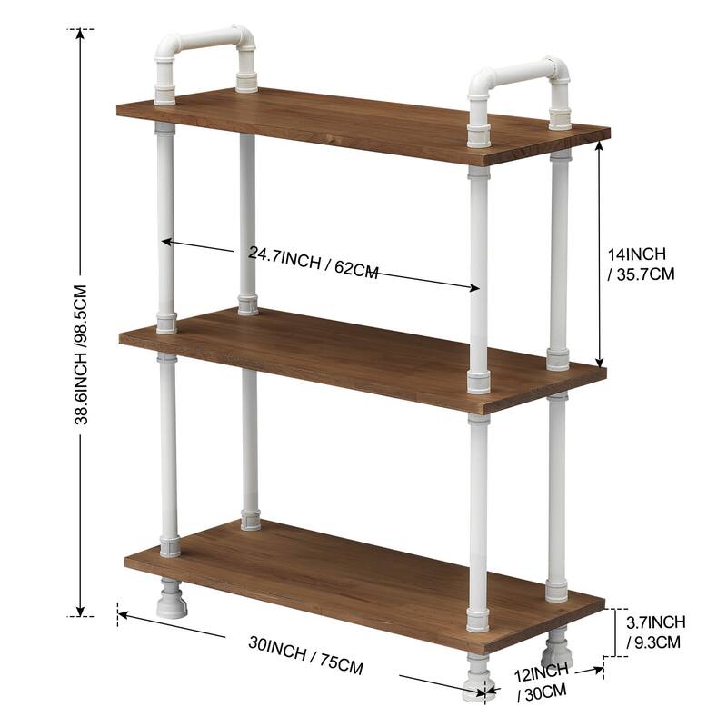 Ivinta Industrial Bookshelf Rustic Bookcase, Storage Shelf Plant Shelf