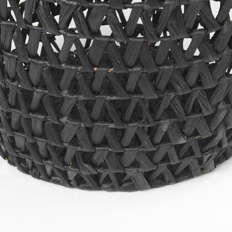 Lola Black Hyacinth Zig Zag Weave Round Baskets (Set of 3) - 19.7L x 19.7W x 23.6H