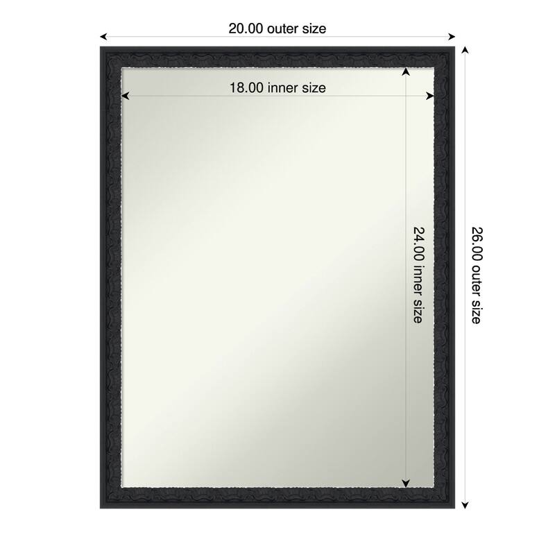 Bethany Non-Beveled Wood Framed Wall Mirror - 20 x 26 in - Bethany Black