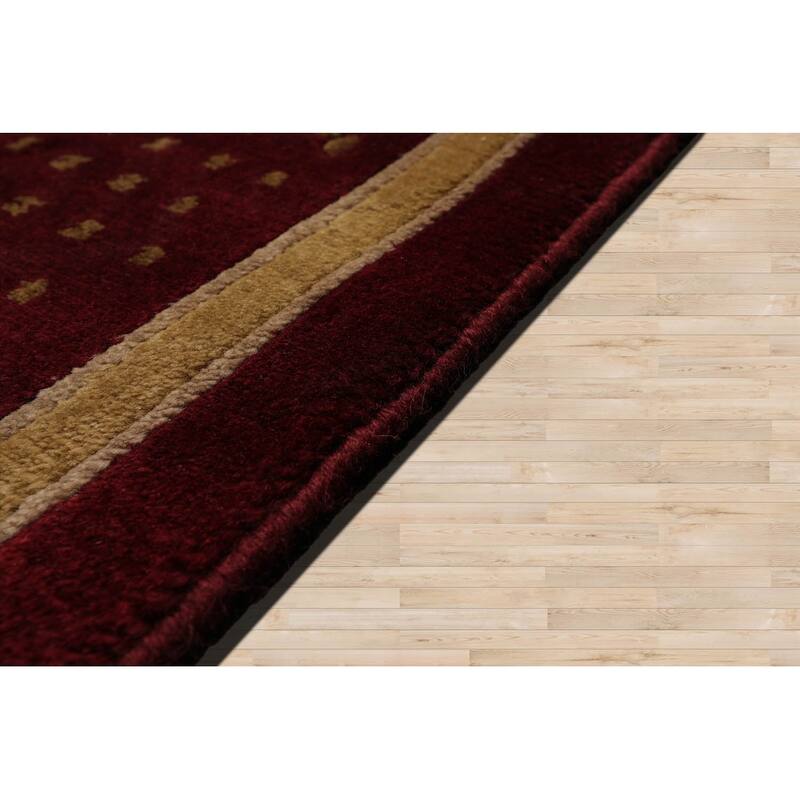 Hand Knotted Burgundy Savonnerie Wool Traditional Oriental Area Rug - 9' x 12'
