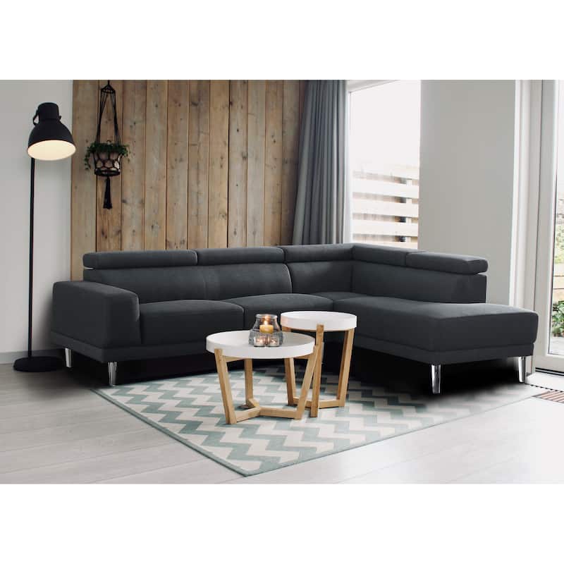 105 in. Width L-Shaped Chaise Sectional Sofa - Dark Gray - Right Facing