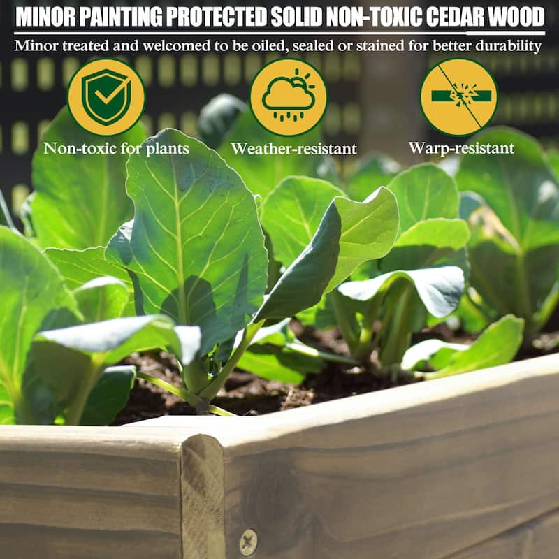 VEIKOUS Wooden Raised Garden Bed for Vegetables Oversized Deep Planter Box with Liner